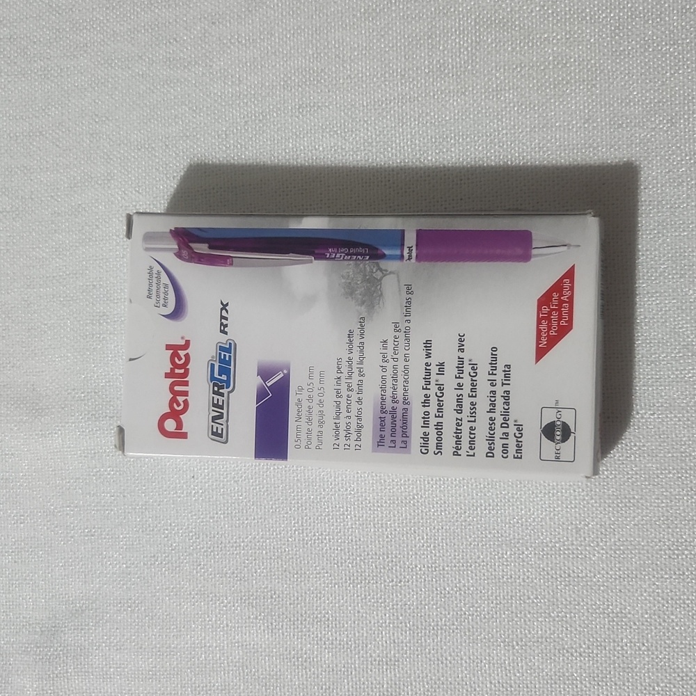 Gel Pen Pentel Energel Rtx needle tip Retractable 0.5 LOT 12 violet INK BLN75-V